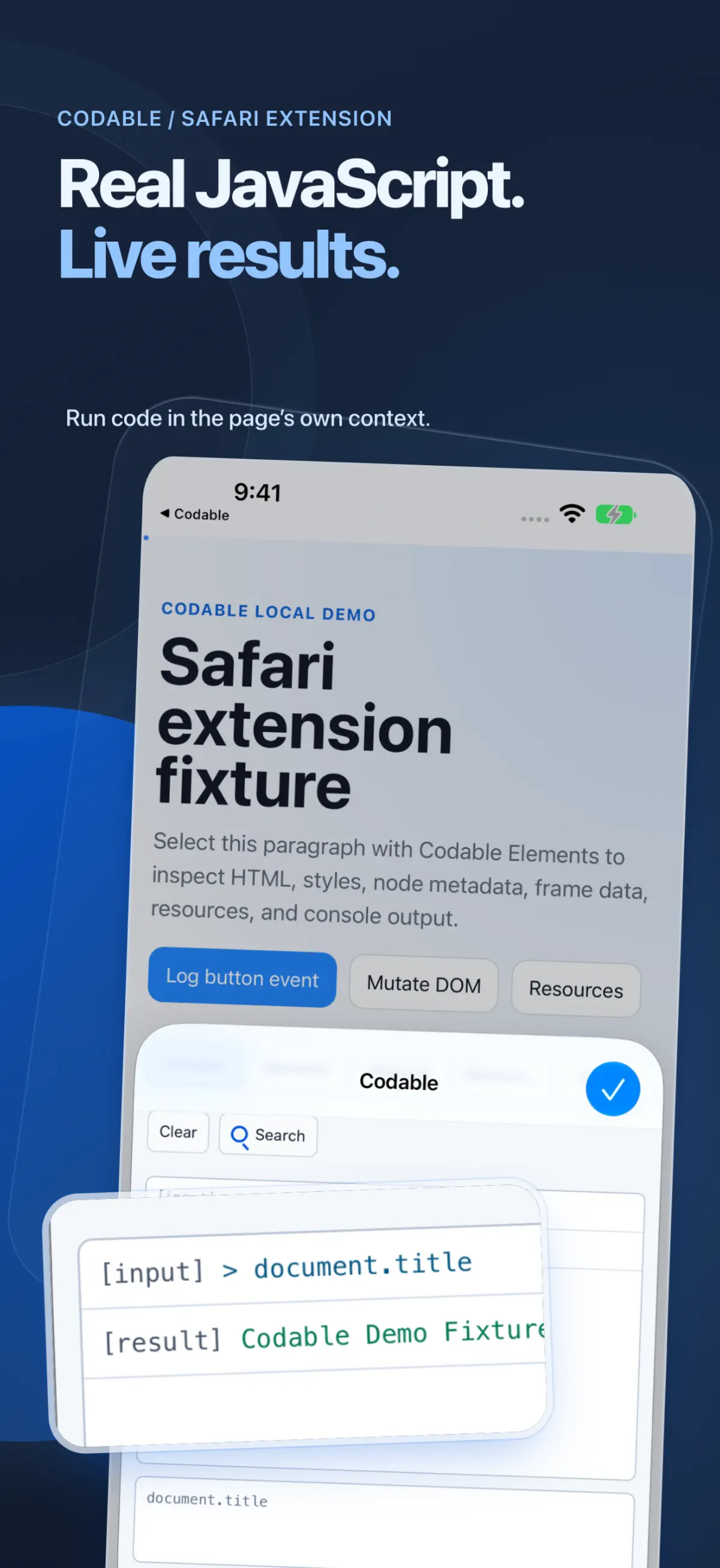 Codable App Store screenshot: Console