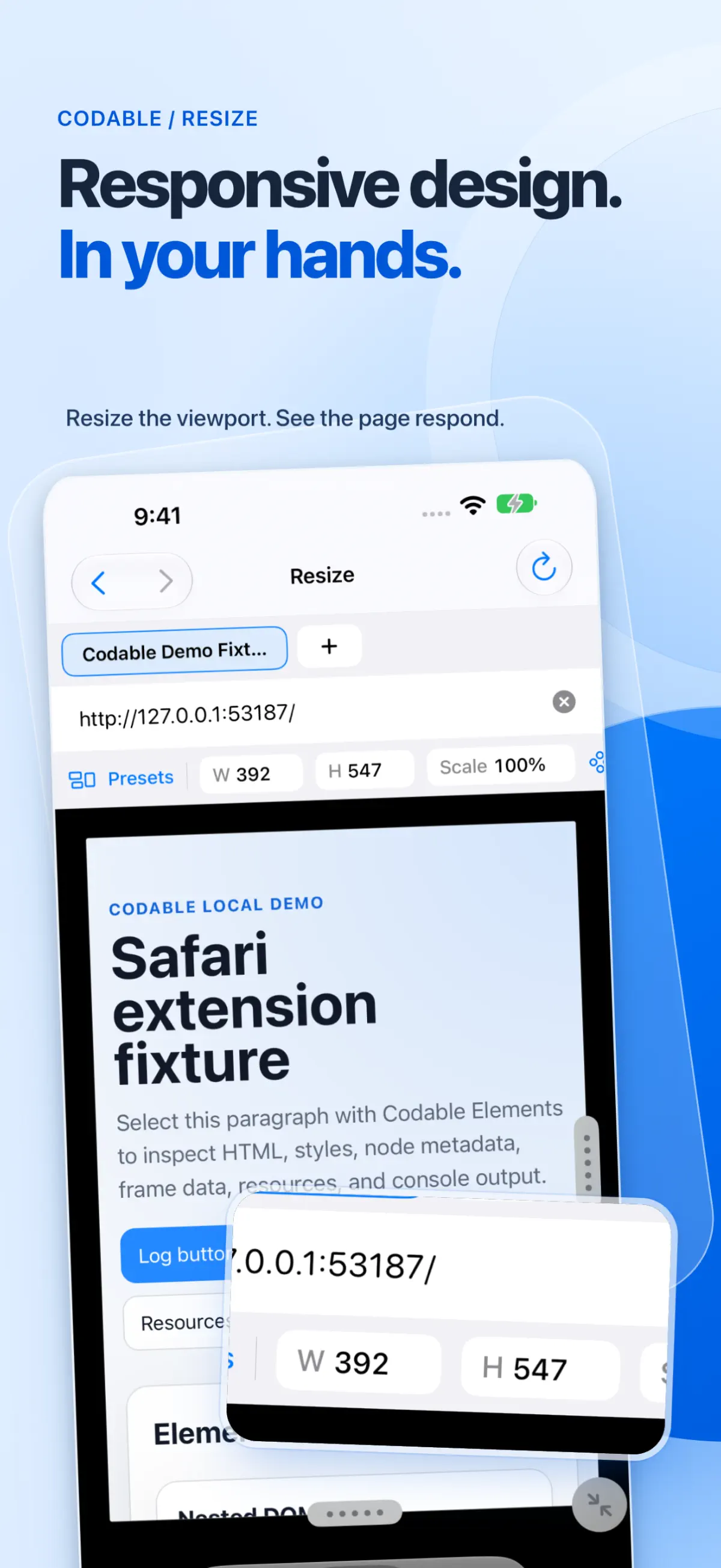 Codable App Store screenshot: Responsive design