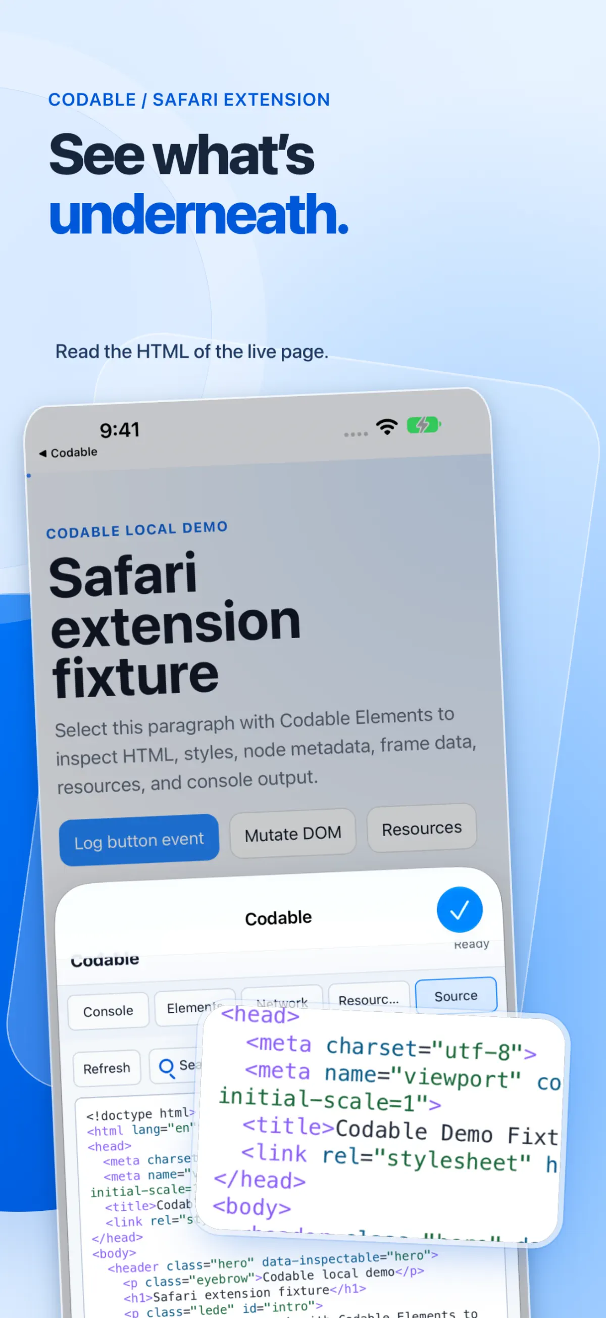 Codable App Store screenshot: Page source