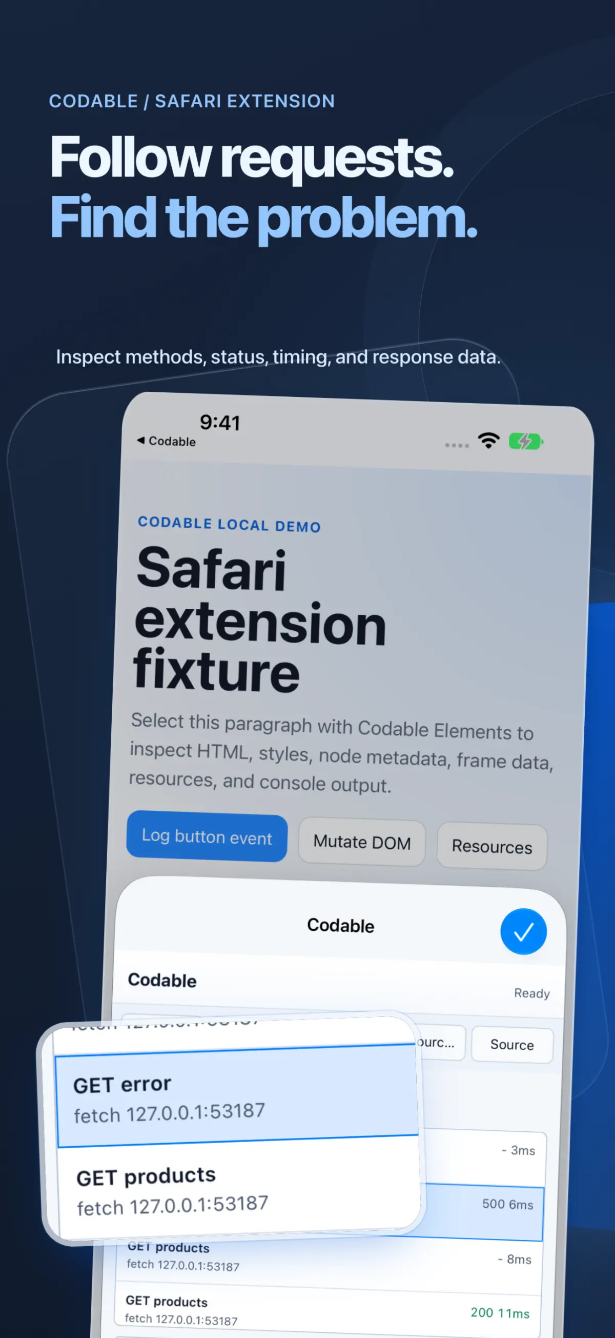 Codable App Store screenshot: Network
