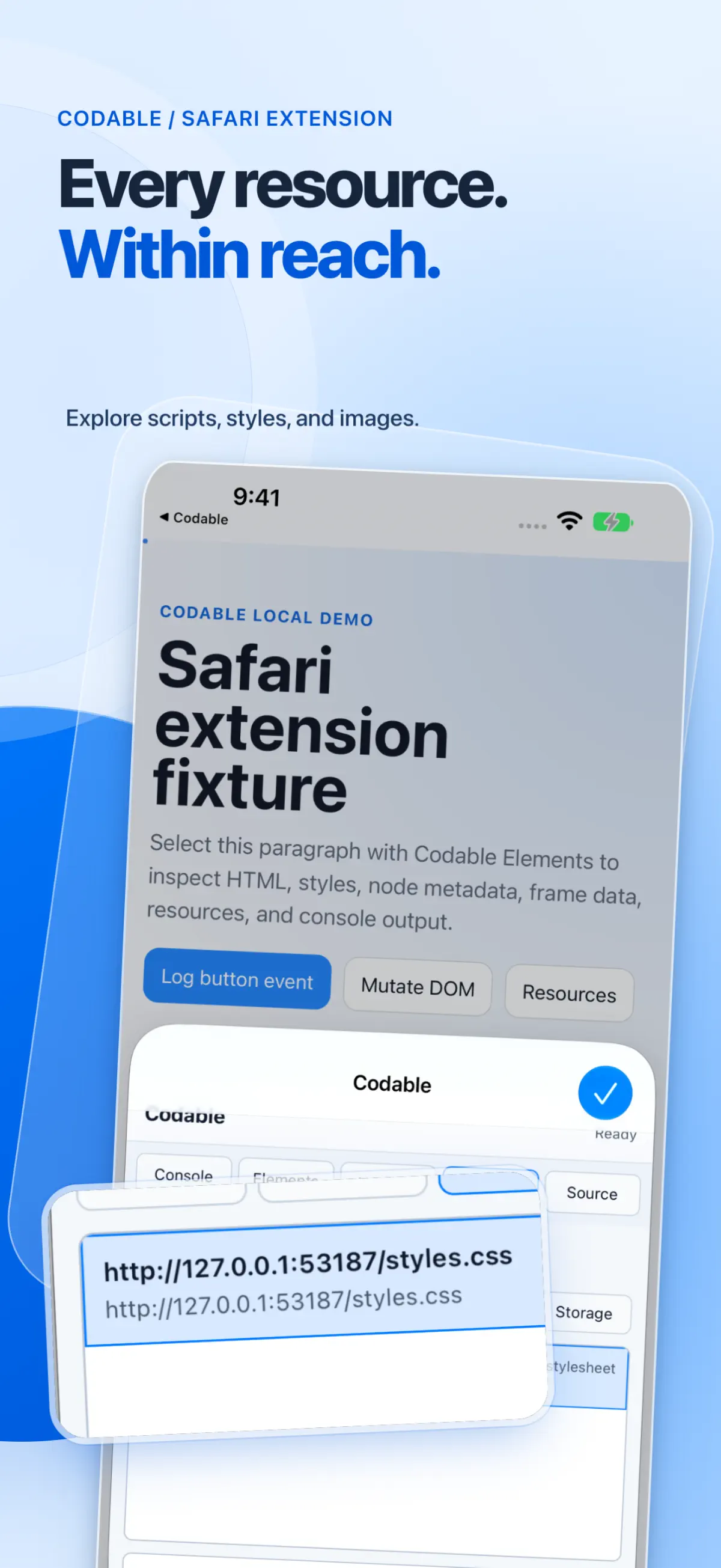 Codable App Store screenshot: Resources