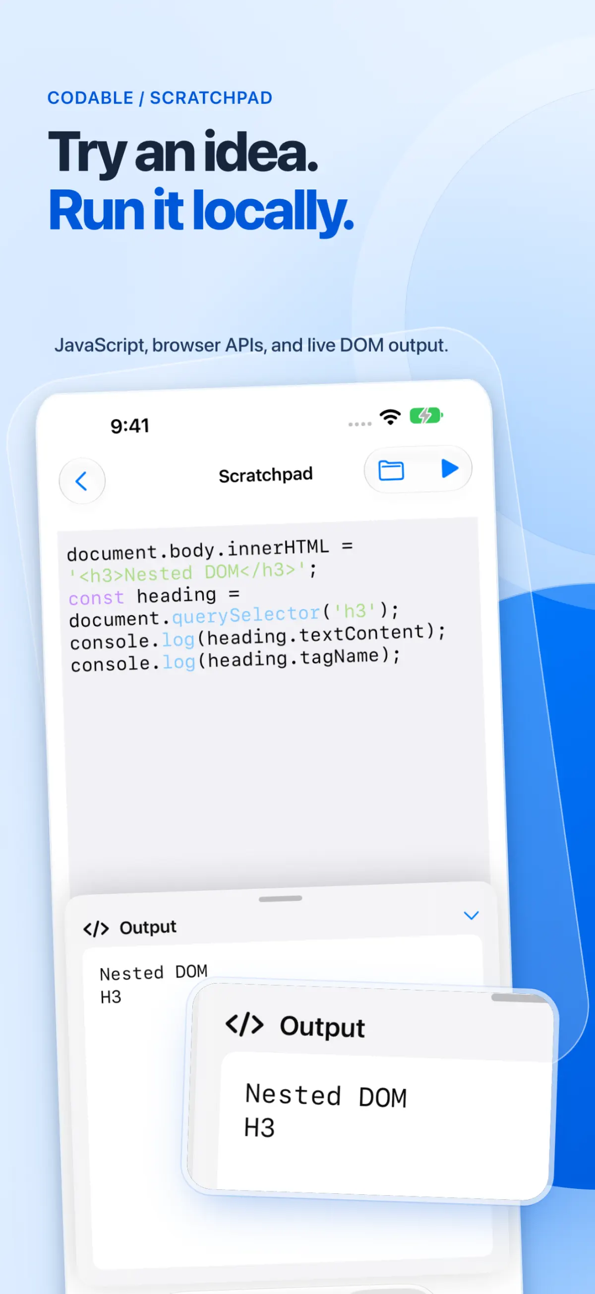 Codable App Store screenshot: Scratchpad