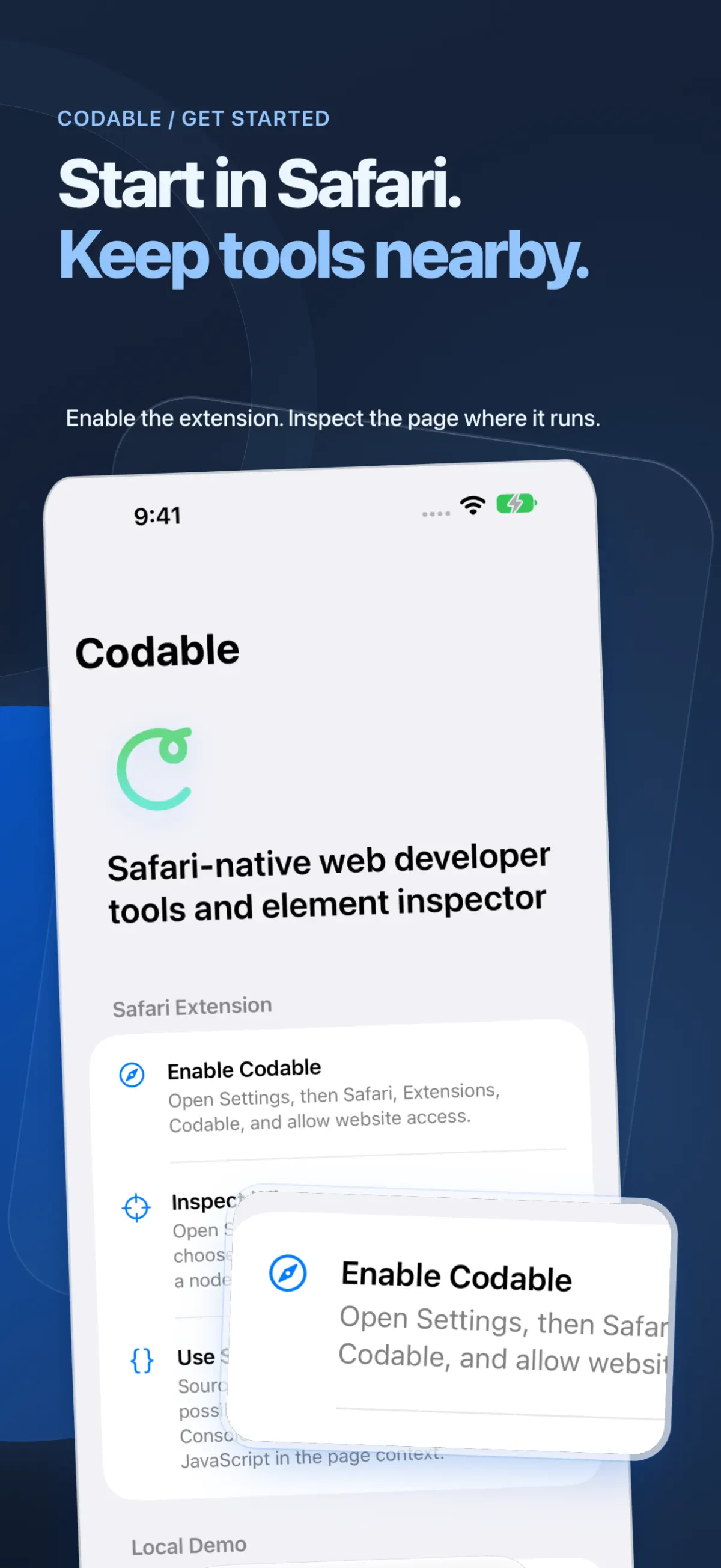 Codable App Store screenshot: Safari extension