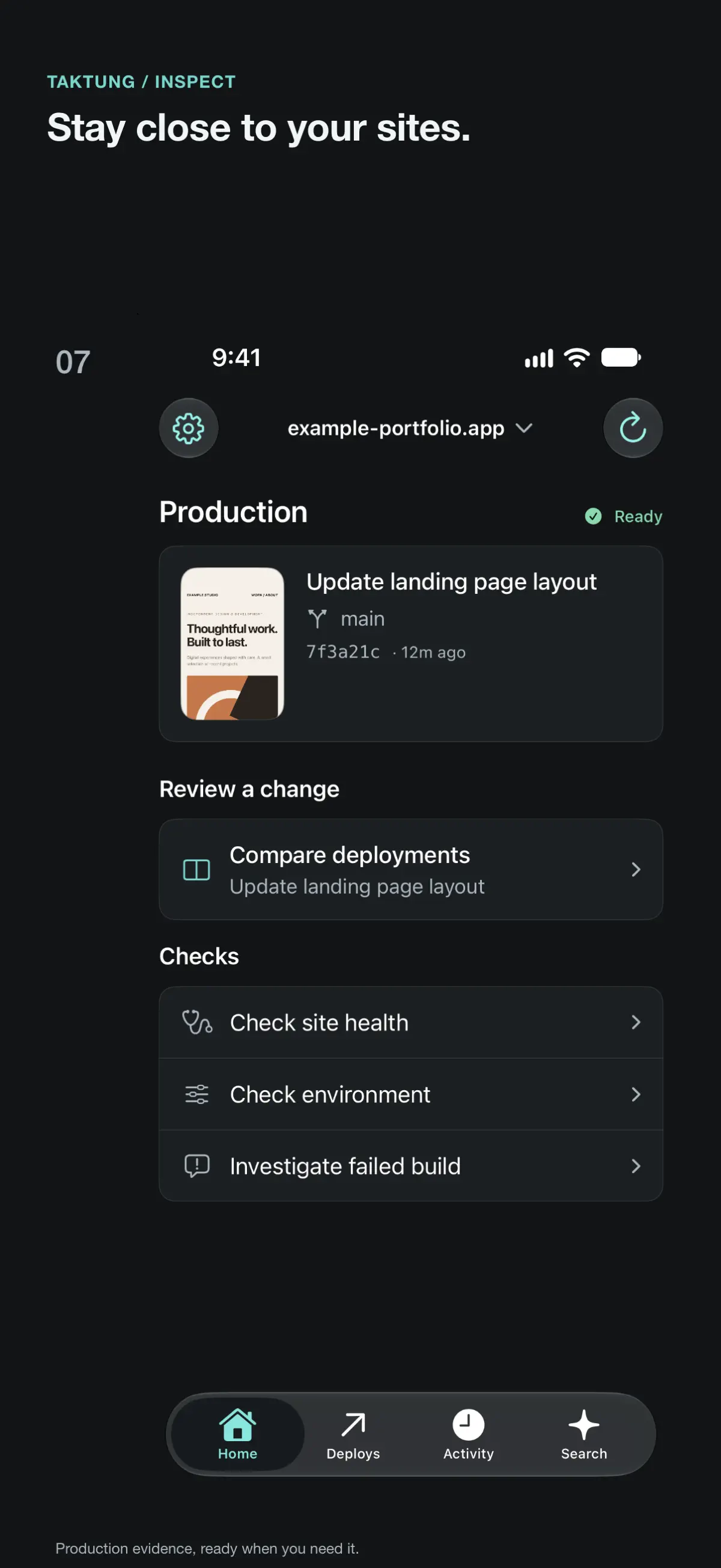 Taktung App Store screenshot: Site briefing