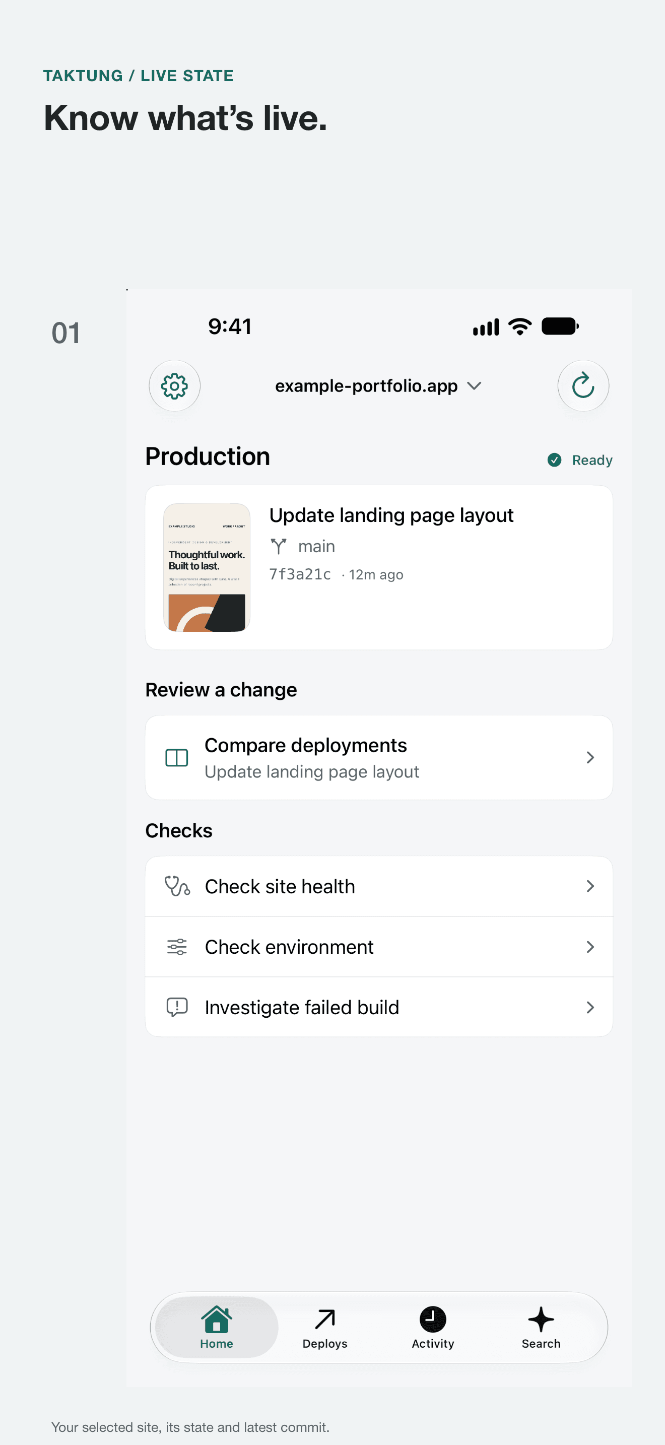 Taktung production status and latest commit